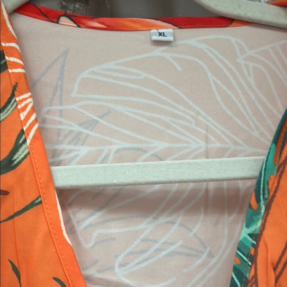 Tropical Orange Floral Dress Size XL - Picture 2 of 6